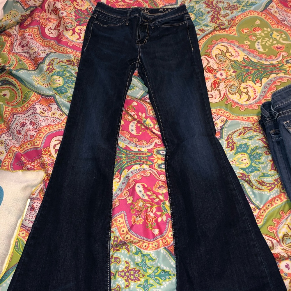 Buckle black flare jeans